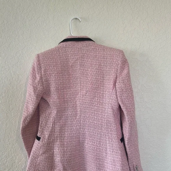 Zara Women's Pink Blazer with Black Trim - Picture 6 of 6
